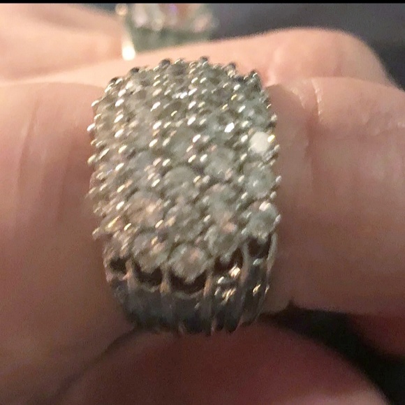 Vintage Jewelry - 925 STAMPED CUBIC CLUSTER COCKTAIL RING. 6.5